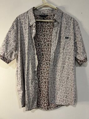 Simply Southern Camo Print Button Down Shirt | Lightweight | Short Sleeve | XXL